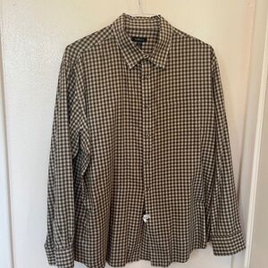 Van Heusen Men’s Size XL 17-17 1/2 Long Sleeve Brown Plaid Button Up Dress Shirt